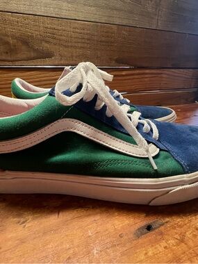 Vans Low-Top Sneakers in Green, Navy, Yellow, White, & Red